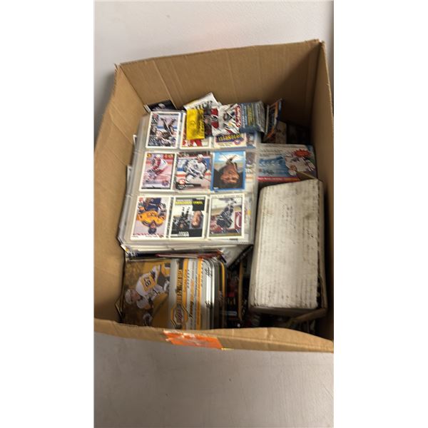 BOX OF ASSORTED HOCKEY TRADING CARDS: SOME SEALED PACKAGES