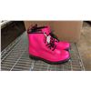 Image 1 : DOC MARTIN'S HOT PINK US SIZE 7 BOOTS & 2 BOXES OF ASSORTED CLOTHING