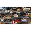 Image 1 : SHELF OF ASSORTEF FLATWARE & SILVER PLATED, TRAYS, BUTTER DISH & MORE