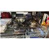 Image 5 : SHELF OF ASSORTEF FLATWARE & SILVER PLATED, TRAYS, BUTTER DISH & MORE