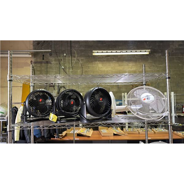 SHELF OF ASSORTED COUNTER TOP FANS