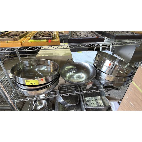 SHELF OF ASSORTED COOKWARE