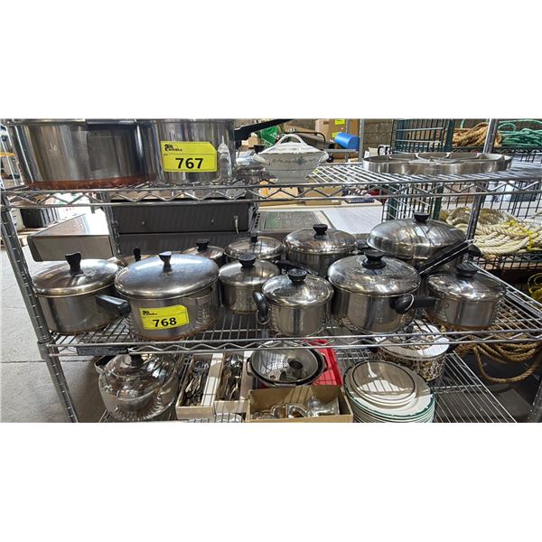 SHE OF ASSORTED STAINLESS STEEL COOKWARE