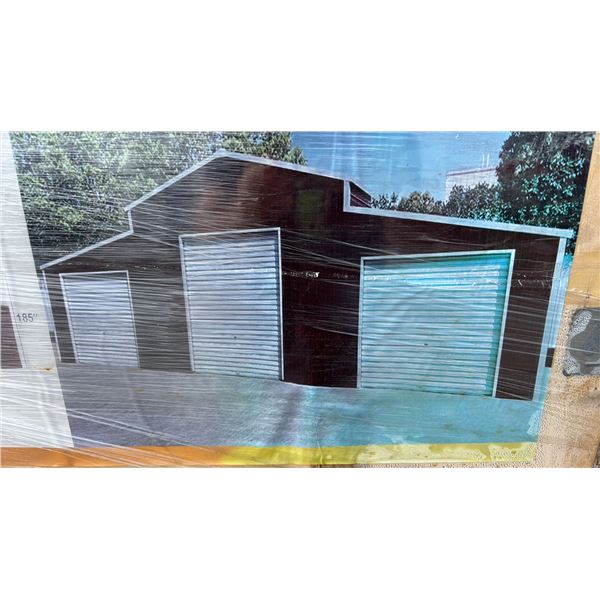 *NEW* SDLANCH SDL4230TGMS 42 FT X 30 FT UNUSED TRIPLE GARAGE METAL SHED - WINE RED (2 LARGE CRATES)