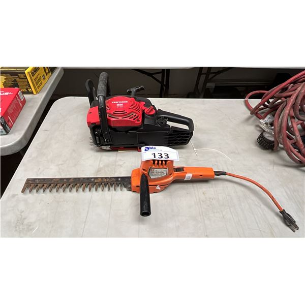 CRAFTSMAN S160 GAS CHAINSAW WITHOUT BLADE & B&D SHRUB & HEDGE TRIMMER