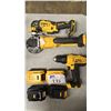 Image 1 : DEWALT CORDLESS DRILL, (2) DEWALT CORDLESS ANGLE GRINDERS  & (4) ASSTD BATTERIES