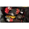 Image 2 : DEWALT TOOL BAG W/ASSTD TOOLS: MILWAUKEE ANGLE GRINDER, DEWALT MULTI TACKER, BATTERIES & MORE
