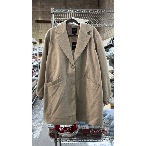 *NEW WITH TAGS* (6) FOREVER 21 LADIES BEIGE COATS: ASSORTED SIZES