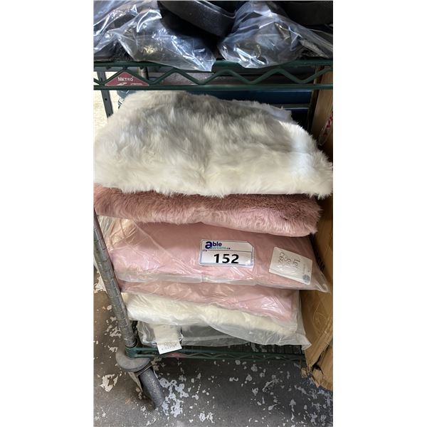 *NEW WITH TAGS* (3) PINK & (4) WHITE FAUX FUR THROW PILLOWS
