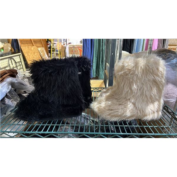 *NEW WITH TAGS* BOX OF STREET WEAR COMFORT FAUX FUR BOOTS IN CREAM & BLACK