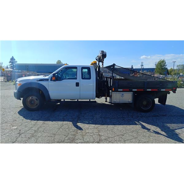 2012 FORD F-450, SUPER DUTY, 2DR EXT CAB FLAT DECK, WHITE, VIN 1FD0X4HY1CEA04333,
