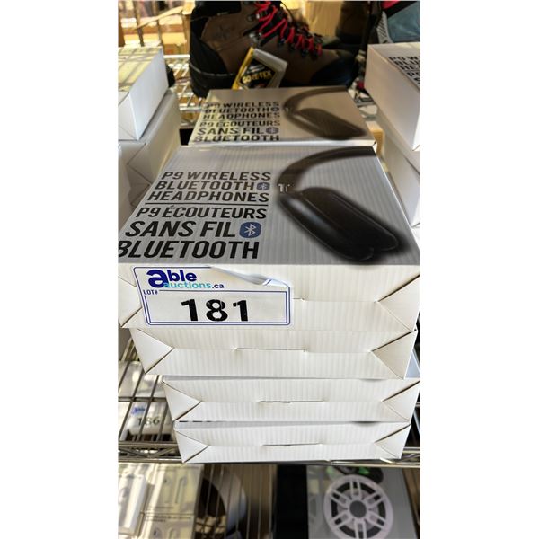 *NEW IN BOX* (8) P9 BLACK WIRELESS BLUETOOTH HEADPHONES