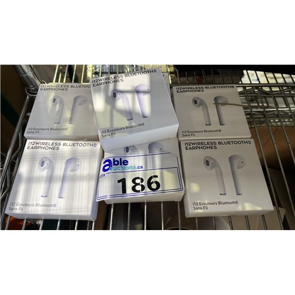 *NEW IN BOX*  (7) I12 WIRELESS BLUETOOTH EARPHONES - WHITE