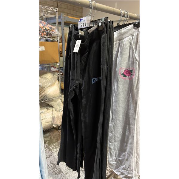 *NEW WITH TAGS & SECURITY TAGS* (4 PAIRS OF BLACK AEROPOSTALE FLARE LEG JOGGING PANTS: ASSTD. SIZES