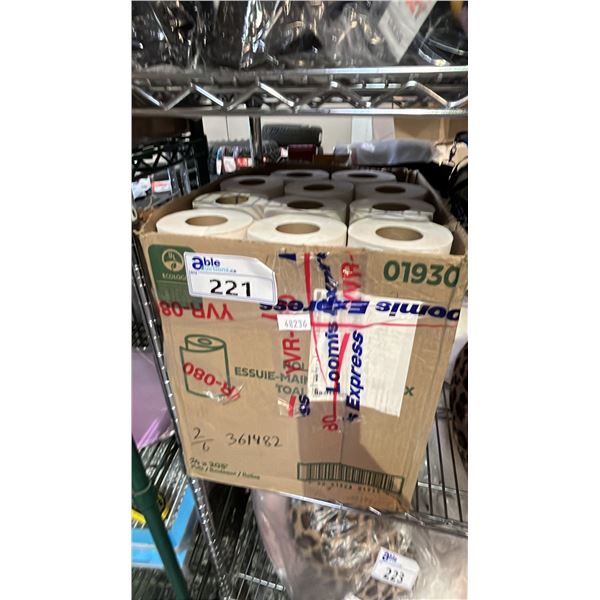 BOX OF PAPER TOWEL ROLLS