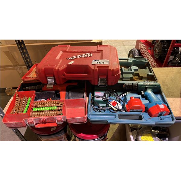 MAKITA CORDLESS DRILL, HILTI SEMI-AUTOMATIC NAIL GUN & MILWAUKEE CORDLESS SAWZALL: ALL IN CASES