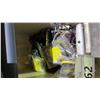 Image 3 : (2) 17L BUCKETS OF DRIVEWAY SEALANT & TOTE OF SPROCKETS & ASSORTED ELECTRICAL PARTS