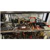 Image 1 : SHELF OF ASSTD RATCHET WRENCHES, CHISELS, HAMMERS, SHOPMATE SANDER, CLASS A FIRE EXTINGUISHER & MORE