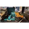 Image 4 : SHELF OF ASSTD TOOLS: TORO ELECTRIC TRIMMER, PRESSURE WASHER WAND, MAKITA CORDLESS DRILL & MORE