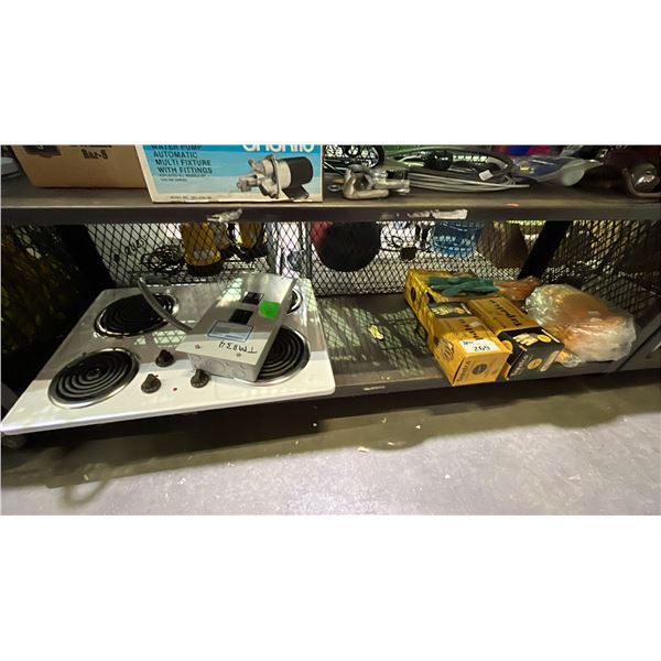 COMMANDER CIRCUIT BREAKER, 4 BURNER ELECTRIC COOKTOP & ASSORTED WORK GLOVES