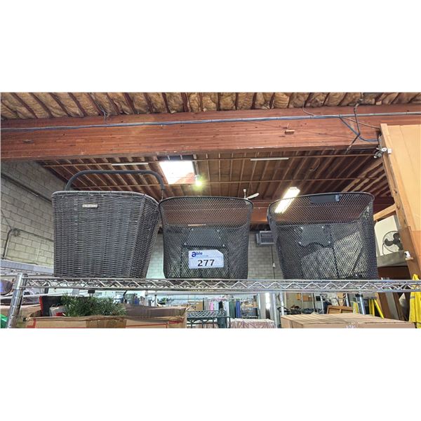 (3) ASSORTED FRONT BIKE BASKETS *NO MOUNTING HARDWARE*