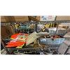 Image 1 : SHELF OF REFLECTIVE VESTS, TOOLBOX & CONTENTS, VASE & MORE