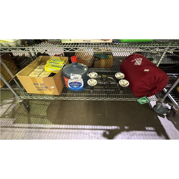 MAYFAIR FLEXMASTER LIGHTS, CANADA SPRINGS DEMINERALIZED WATER & BOX OF FLOOD LIGHTS