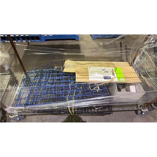 SHELF OF FOLDING CRAB TRAPS, GRAND & TOY HANGING FILE FRAMES &  MORE