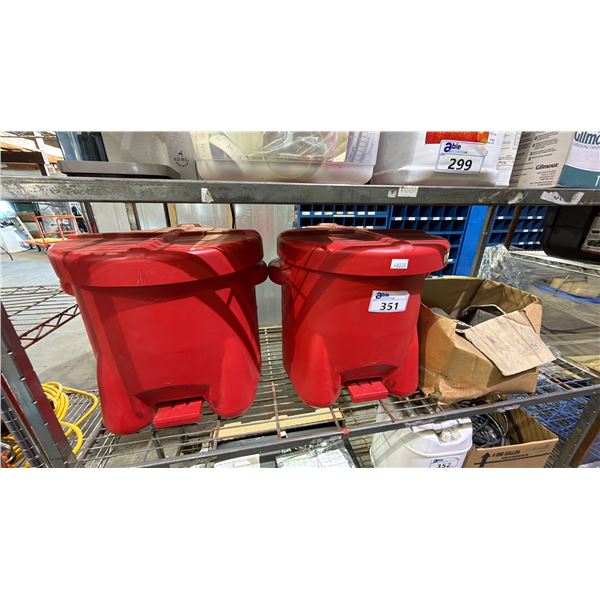(2) RED STEP-ON BINS & MORE