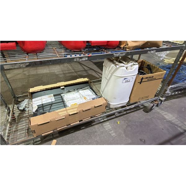 SHELF OF EXTENSION CORDS, PURE FLOW WATER PURIFICATION PACK & MORE