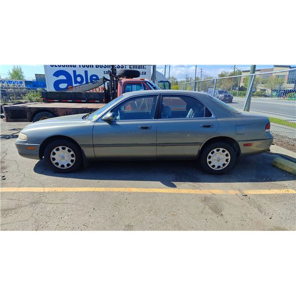 1997 MAZDA 626, 4 DOOR SEDAN, GREY, VIN 1YVGE22C5V5672417,