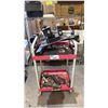 Image 1 : 2-TIER ROLLING METAL CART WITH TRAILER HITCH BALL MOUNTS & MORE