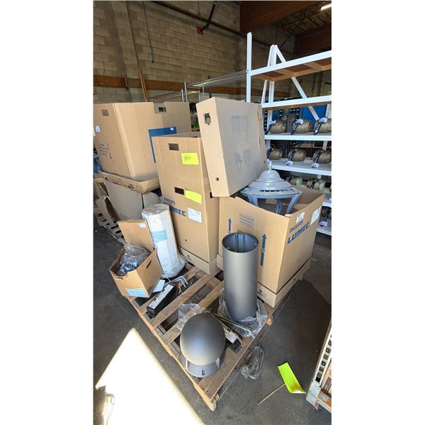 PALLET OF ASSORTED EXTERIOR LAMP POST PARTS: *MUST TAKE ALL ON PALLETS*
