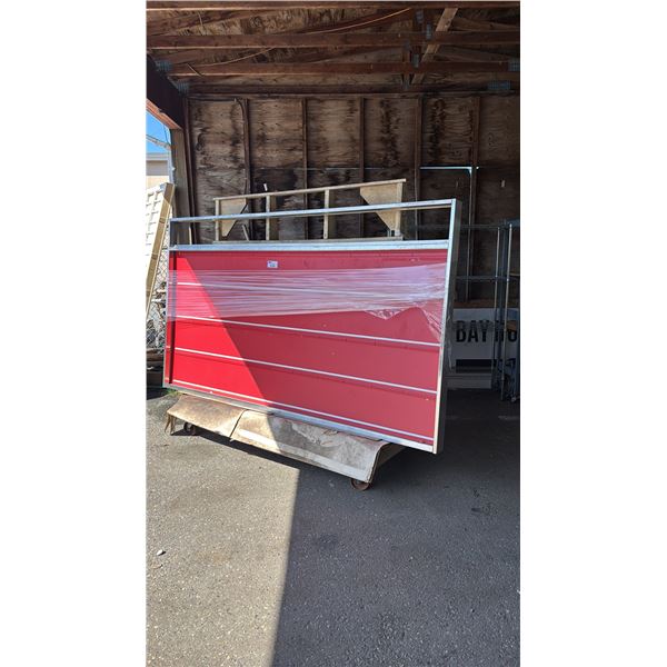 PORTABLE A-FRAME RACK WITH ASSORTED CONTENTS INCLUDING; WHITEBOARDS, SIGN FRAMES, LARGE METAL FRAME