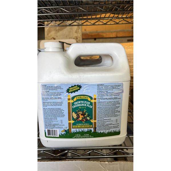 CASE OF (4) FOUR LITER JUGS OF GROWTH PLUS 0.2-3-4 ORGANIC PLANT FOOD