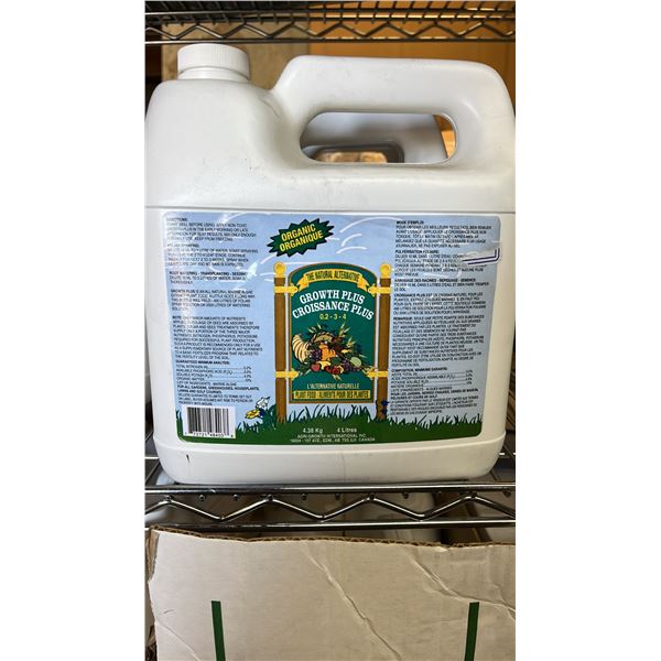 CASE OF (4) FOUR LITER JUGS OF GROWTH PLUS 0.2-3-4 ORGANIC PLANT FOOD
