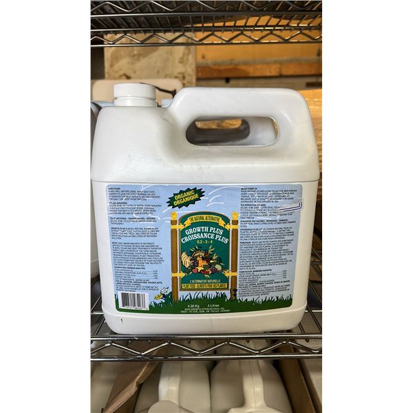 CASE OF (4) FOUR LITER JUGS OF GROWTH PLUS 0.2-3-4 ORGANIC PLANT FOOD