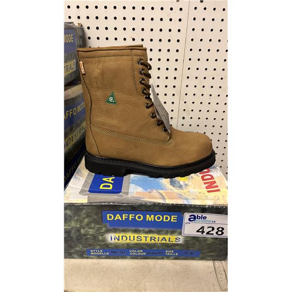 DAFFO MODE INDUSTRIALS MEN'S SIZE 10 W TAN STEEL TOE BOOTS (STYLE DW-121)