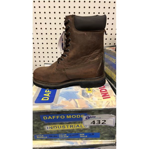 DAFFO MODE INDUSTRIALS MEN'S SIZE 11 W DK BROWN STEEL TOE BOOTS (STYLE DW-908)