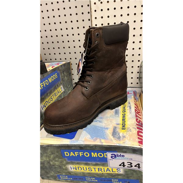DAFFO MODE INDUSTRIALS MEN'S SIZE 13 W DK BROWN STEEL TOE BOOTS (STYLE DW-908)
