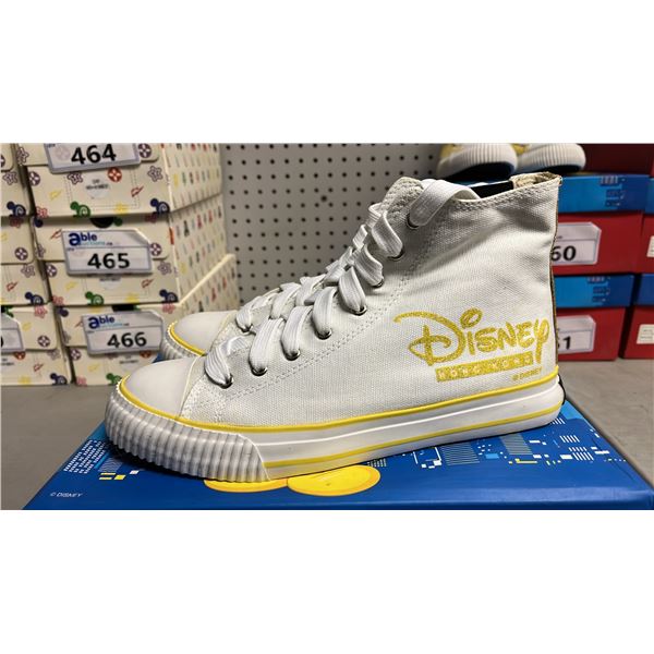 DISNEY HONG KONG WHITE & YELLOW/GOLD GLITTER HIGH TOP SHOES: SIZE 39