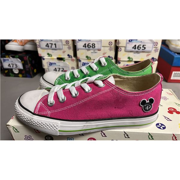 DISNEY "IT'S MICKEY" PINK & GREEN CANVAS RUNNING SHOES: SIZE 36