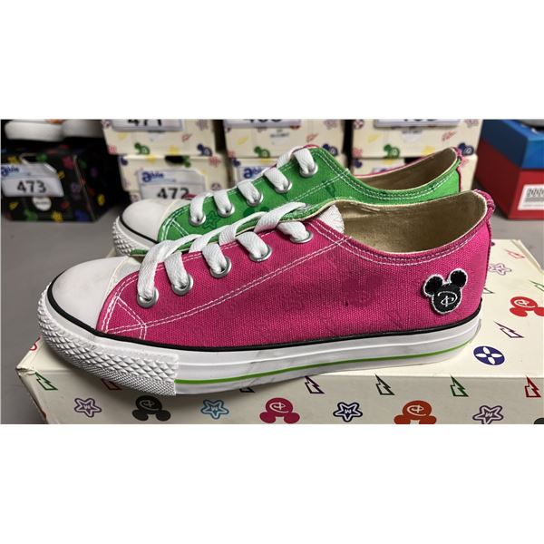 DISNEY "IT'S MICKEY" PINK & GREEN CANVAS RUNNING SHOES: SIZE 36