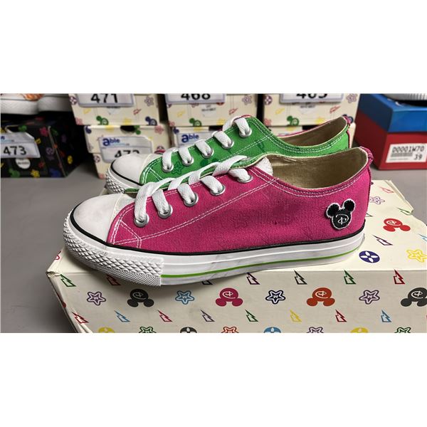 DISNEY "IT'S MICKEY" PINK & GREEN CANVAS RUNNING SHOES: SIZE 36