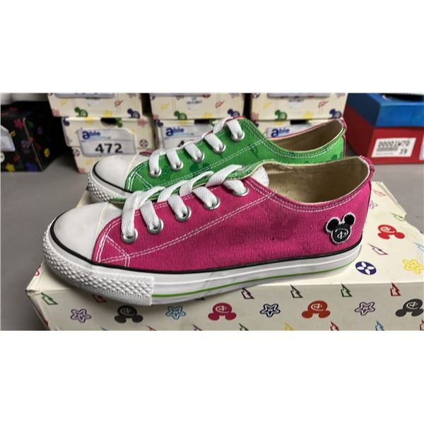 DISNEY "IT'S MICKEY" PINK & GREEN CANVAS RUNNING SHOES: SIZE 36
