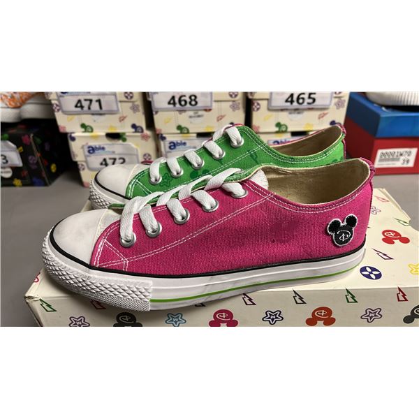DISNEY "IT'S MICKEY" PINK & GREEN CANVAS RUNNING SHOES: SIZE 36