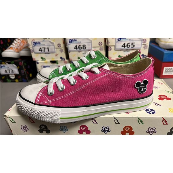 DISNEY "IT'S MICKEY" PINK & GREEN CANVAS RUNNING SHOES: SIZE 36