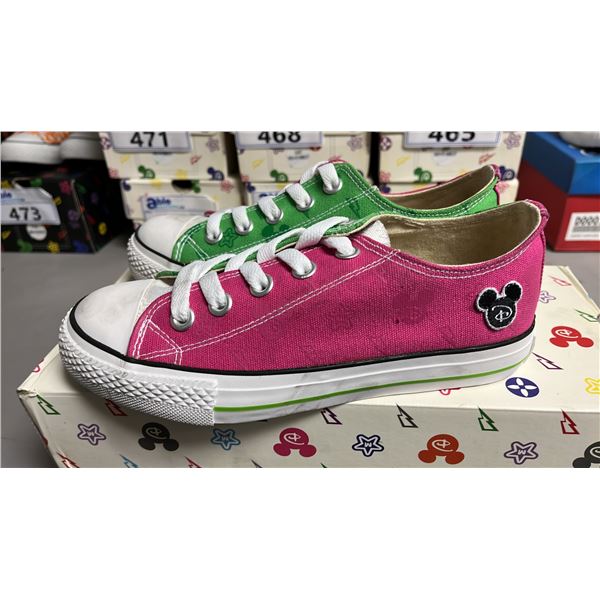 DISNEY "IT'S MICKEY" PINK & GREEN CANVAS RUNNING SHOES: SIZE 36