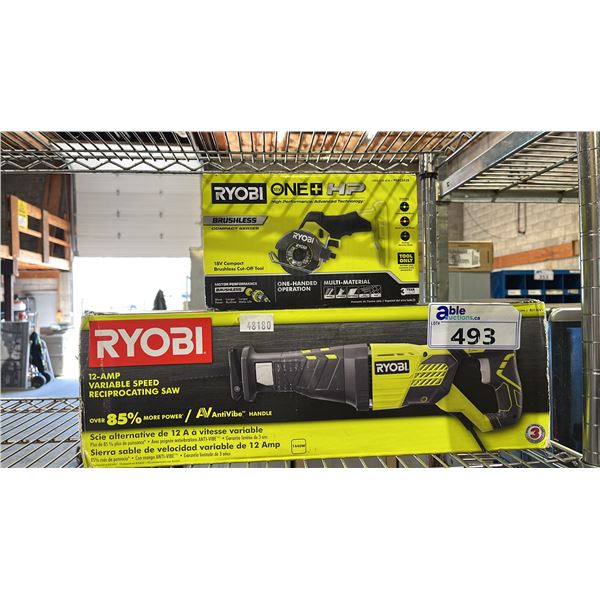 RYOBI 18V COMPACT BRUSHLESS CUT-OFF TOOL & RYOBI 12-AMP VARIABLE SPEED RECIPROCATING SAW