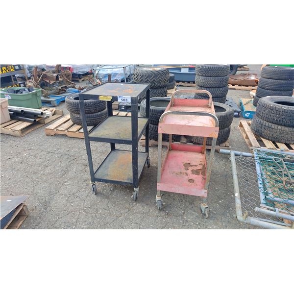 3-TIER PORTABLE METAL A/V CART & 2-TIER PORTABLE METAL TOOL CART